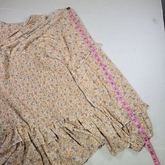 Nasty Gal Put a Spring on It Floral Smocked Long Sleeve Mini Dress Size 10 - Picture 7 of 9